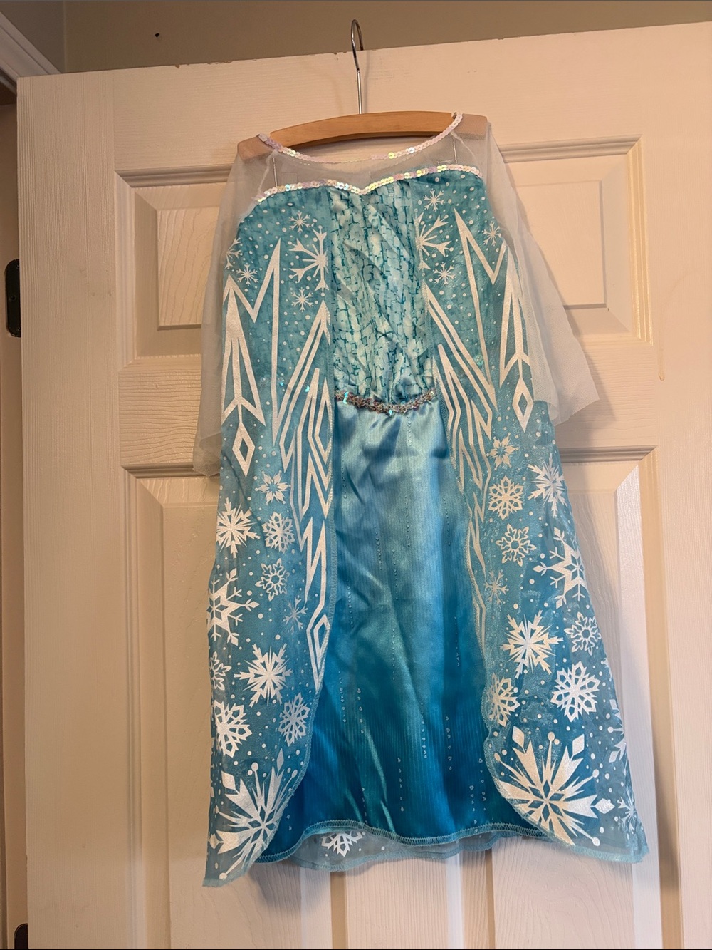 Disney Blue Elsa-Style Sparkle Snowflake Dress with Sheer Cape